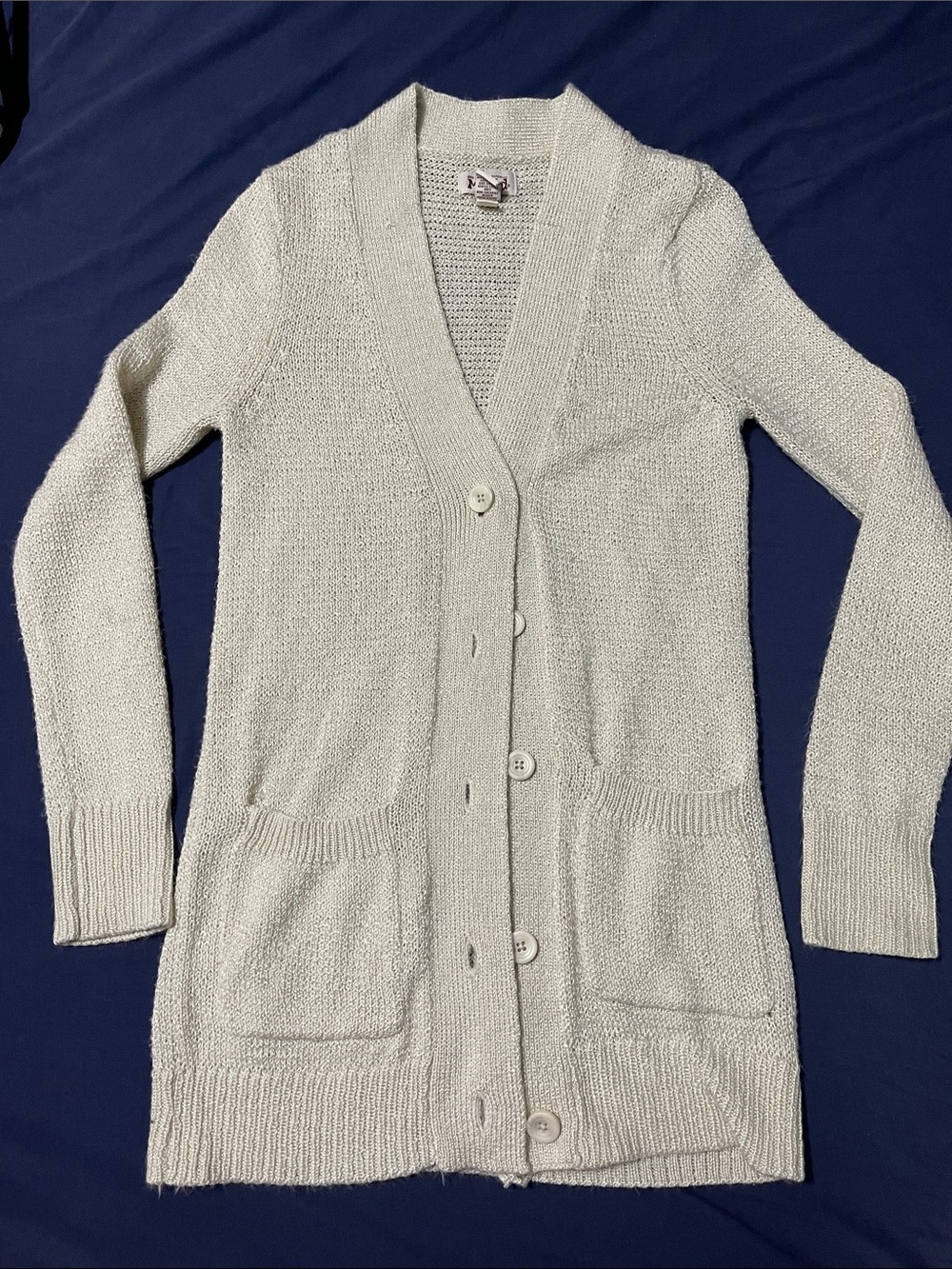 Mudd Cream Longline Button-Front Women's Cardigan